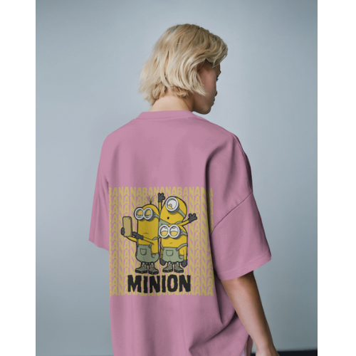 Oversized Minions Print Lavender T-Shirt for Women – Front & Back Design | Fashionable Wolf