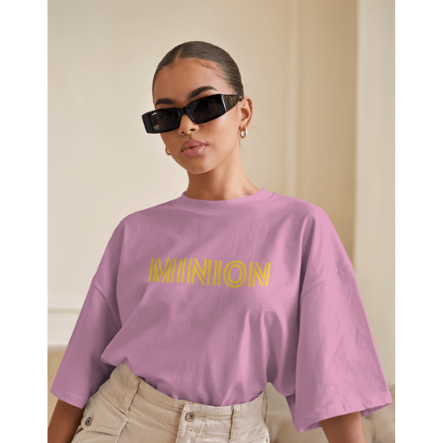 Oversized Minions Print Lavender T-Shirt for Women – Front & Back Design | Fashionable Wolf