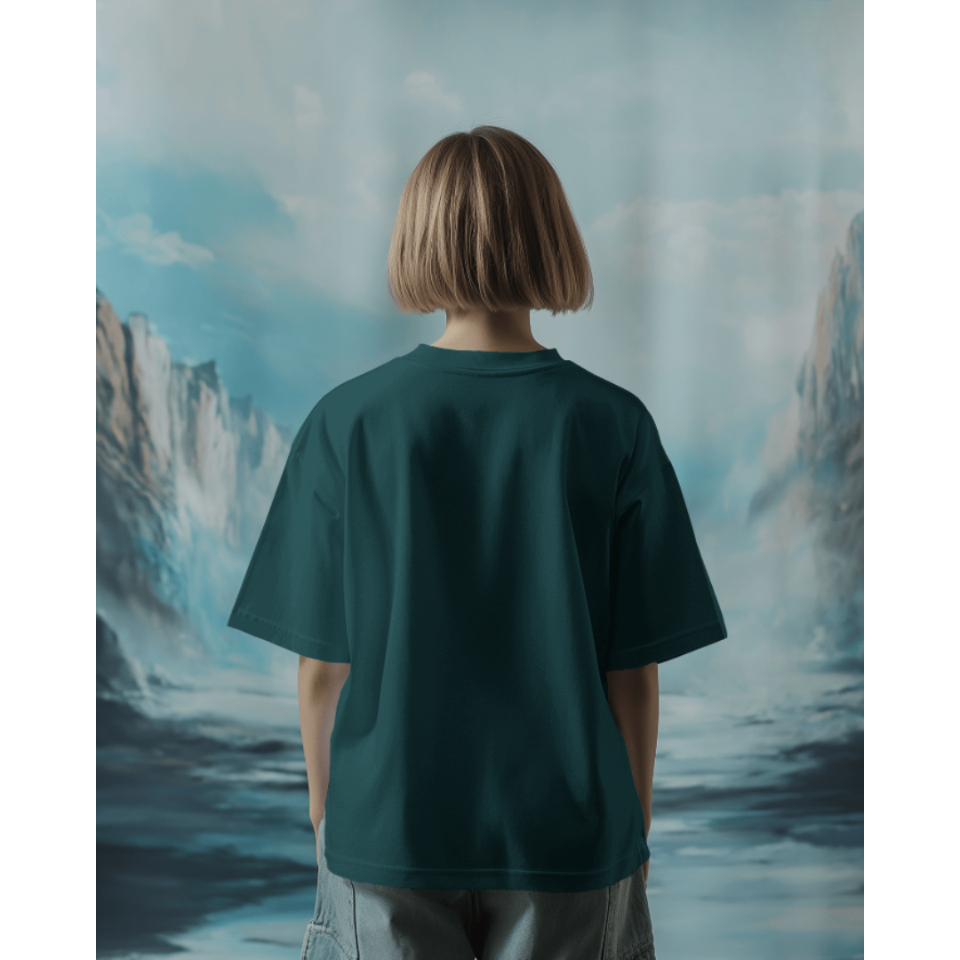 Oversized Panda Activity Graphic Crystal Teal T-Shirt | Fashionable Wolf