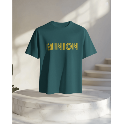 Oversized Minions Print Crystal Teal T-Shirt for Women – Front & Back Design | Fashionable Wolf