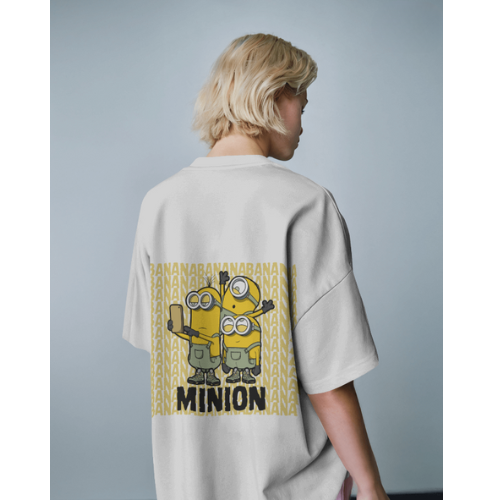 Oversized Minions Print White T-Shirt for Women – Front & Back Design | Fashionable Wolf
