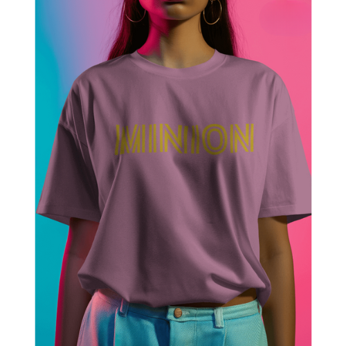 Oversized Minions Print Lavender T-Shirt for Women – Front & Back Design | Fashionable Wolf