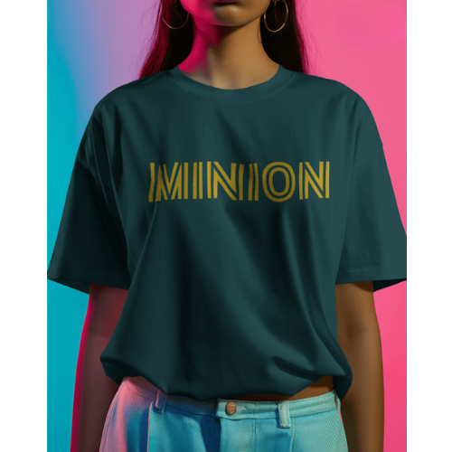 Oversized Minions Print Crystal Teal T-Shirt for Women – Front & Back Design | Fashionable Wolf