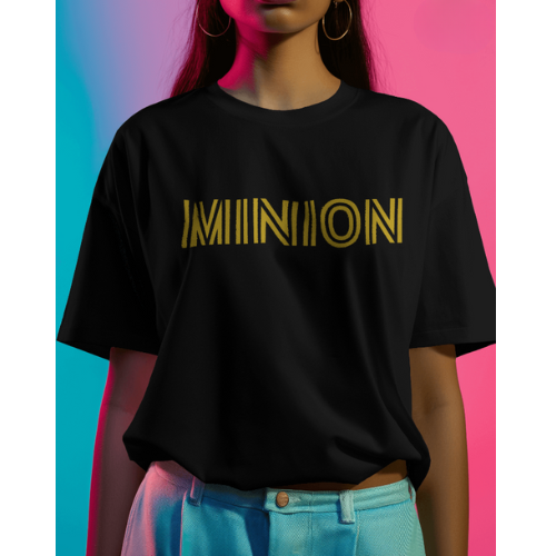 Oversized Minions Print Black T-Shirt for Women – Front & Back Design | Fashionable Wolf