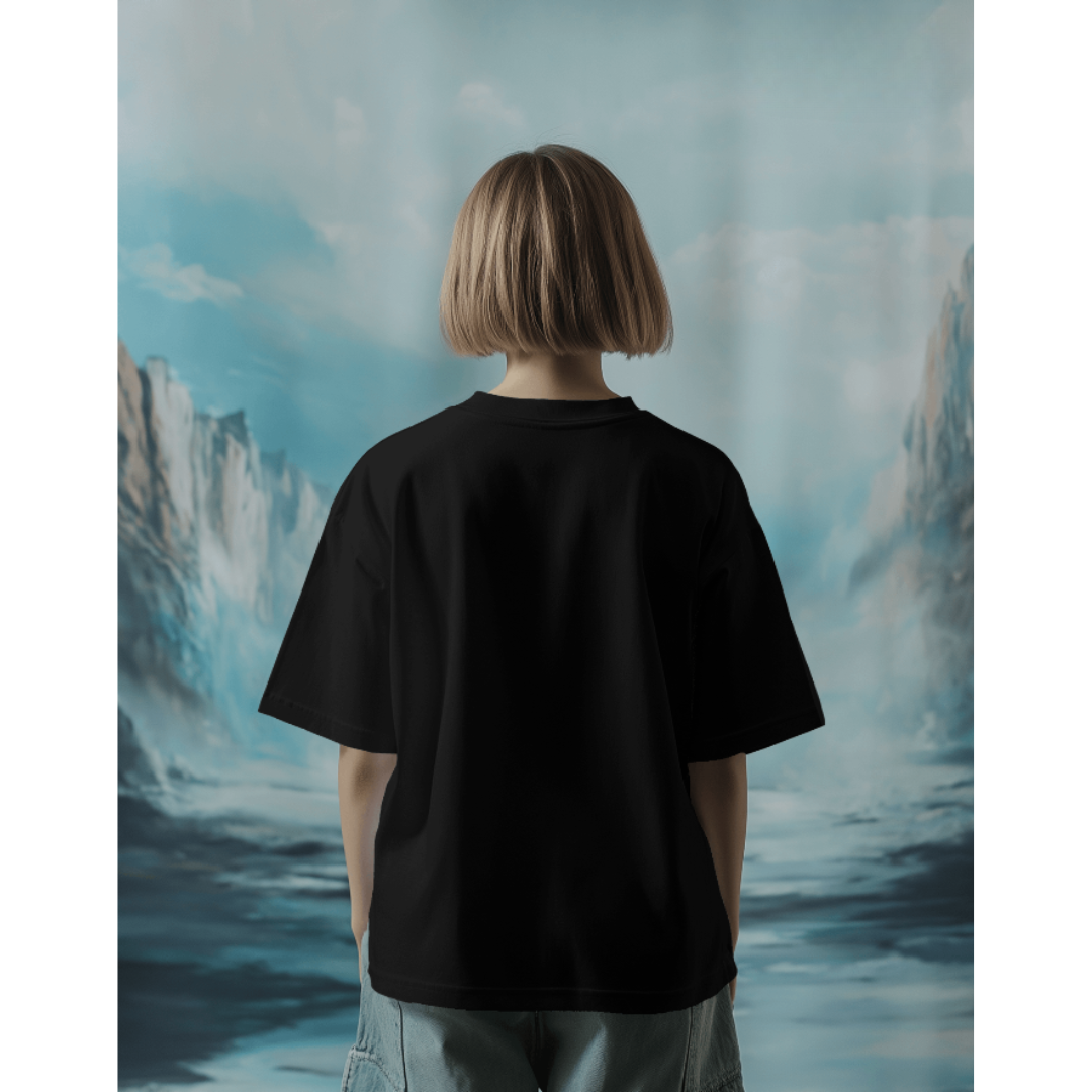 Oversized Panda Activity Graphic Black T-Shirt | Fashionable Wolf